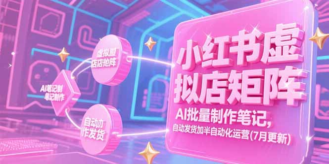 小红书虚拟店矩阵，AI批量制作笔记，自动发货加半自动化运营(7月更新-禾谷轻创网