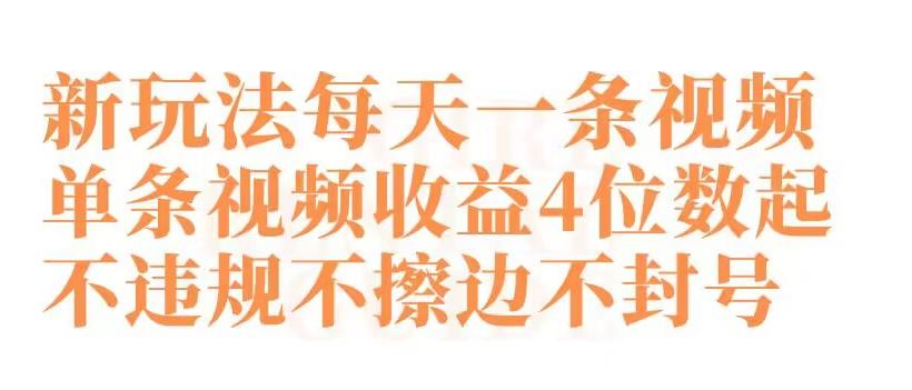 快手新玩法每天一条视频单条视频收益4位数起不违规不擦边不封号【揭秘】-禾谷轻创网