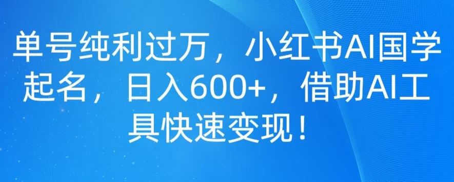 单号纯利过万，小红书AI国学起名，日入600+，借助AI工具快速变现-禾谷轻创网