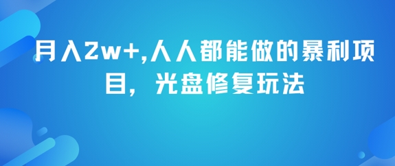 月入2w+，人人都能做的暴利项目，光盘修复玩法-禾谷轻创网