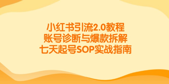小红书引流2.0教程，账号诊断与爆款拆解，七天起号SOP实战指南-禾谷轻创网