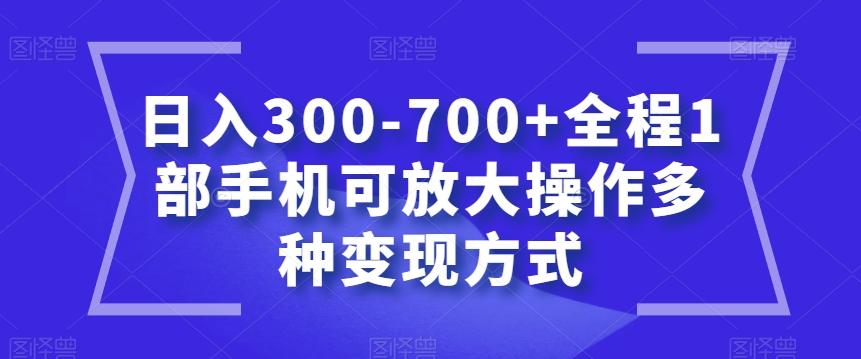 日入300-700+全程1部手机可放大操作多种变现方式【揭秘】-禾谷轻创网