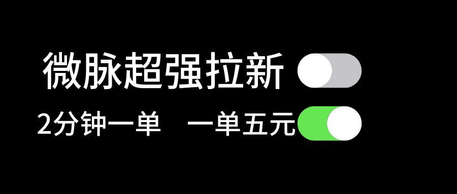 微脉超强拉新， 两分钟1单， 一单利润5块，适合小白-禾谷轻创网