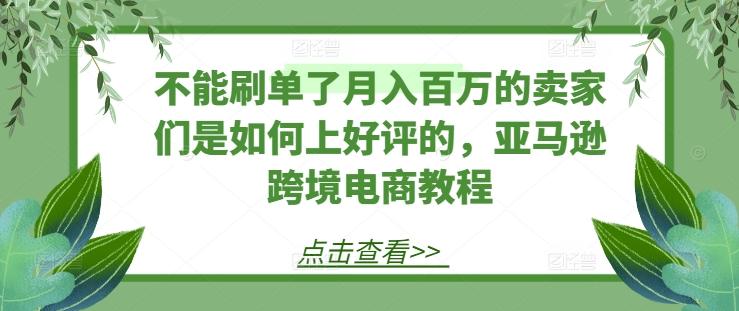 不能刷单了月入百万的卖家们是如何上好评的，亚马逊跨境电商教程-禾谷轻创网