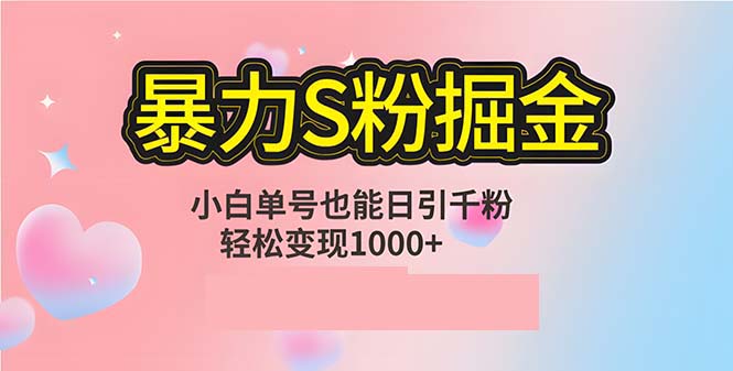 单人单机日引千粉，变现1000+，S粉流量掘金计划攻略-禾谷轻创网