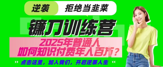 【网创项目终点站-镰刀训练营超级IP合伙人】25年普通人如何通过知识付费实现逆袭【揭秘】-禾谷轻创网