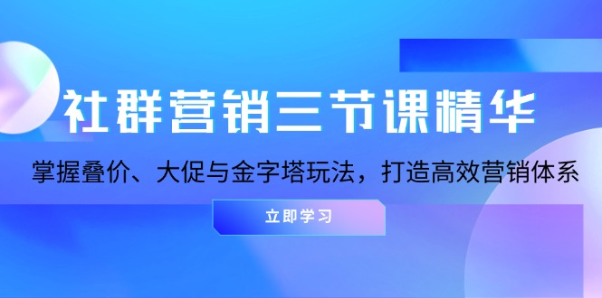 社群营销三节课精华：掌握叠价、大促与金字塔玩法，打造高效营销体系-禾谷轻创网