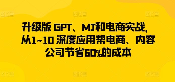 升级版 GPT、MJ和电商实战，从1~10 深度应用帮电商、内容公司节省60%的成本-禾谷轻创网