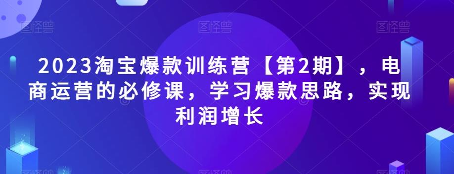 2023淘宝爆款训练营【第2期】，电商运营的必修课，学习爆款思路，实现利润增长-禾谷轻创网