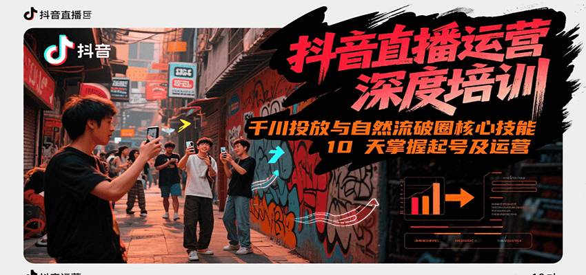 抖音直播运营深度培训,千川投放与自然流核心技能,10天掌握起号及运营(6-7月新课)-禾谷轻创网
