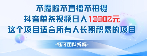 不露脸不直播不拍摄抖音单条视频日入1k+这个项目适合所有人长期积累的项目-禾谷轻创网