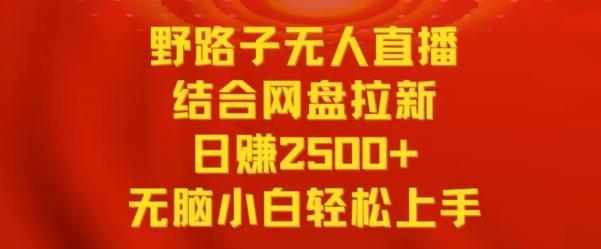 野路子无人直播结合网盘拉新，日赚2500+，小白无脑轻松上手【揭秘】-禾谷轻创网