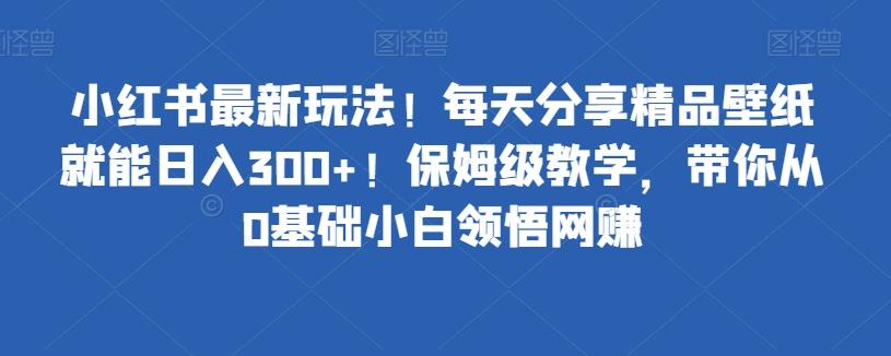 小红书最新玩法！每天分享精品壁纸就能日入300+！保姆级教学，带你从0基础小白领悟网赚-禾谷轻创网